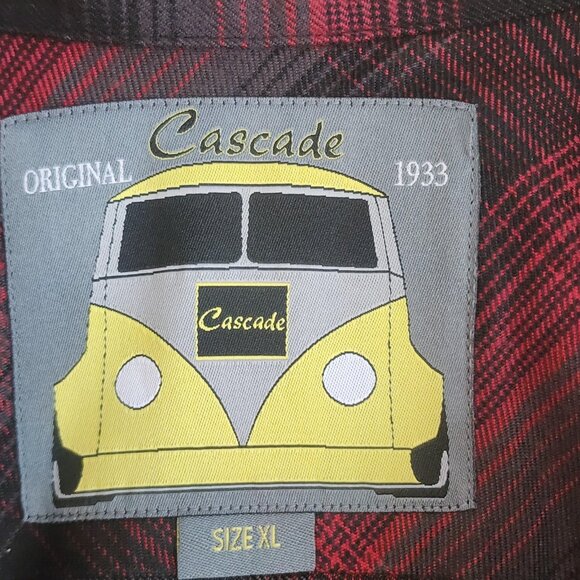 Cascade Shirt Mens XL Red Black Plaid Long Sleeve Button Front Pockets - Picture 5 of 11